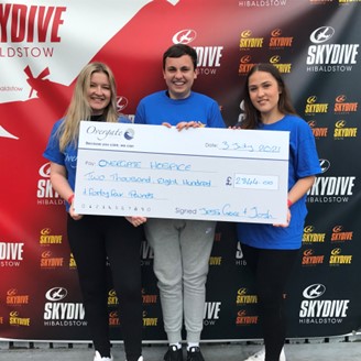 Jessica, Josh and Grace presenting their cheque