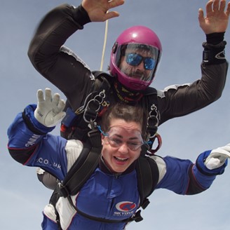 Skydiver Michelle in action