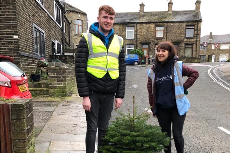 Owen and Claire collecting Trees
